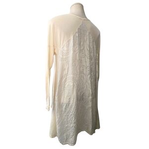 Love by Johnny Was Cotton Silk Damask Floral Burnout Sheer Back Tunic Medium